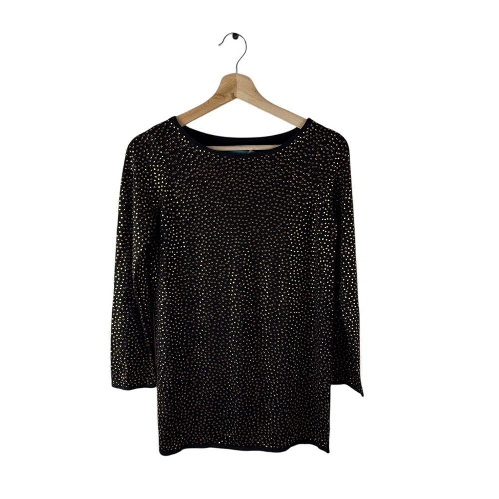 Alice & Olivia Black Gold Rhinestone Sweater Small